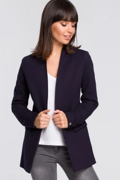 Żakiet dzianinowy plus size bez zapięcia - granatowy