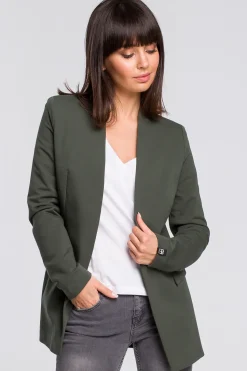 Żakiet dzianinowy plus size bez zapięcia - militarno-zielony
