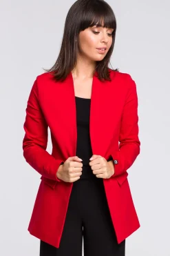 Żakiet dzianinowy plus size bez zapięcia - czerwony