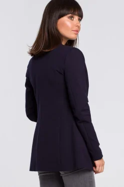 Żakiet dzianinowy plus size bez zapięcia - granatowy