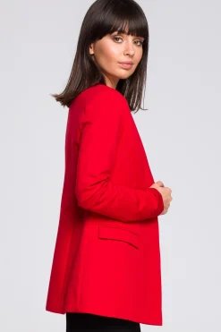 Żakiet dzianinowy plus size bez zapięcia - czerwony