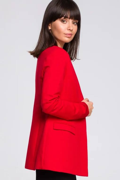 Żakiet dzianinowy plus size bez zapięcia - czerwony