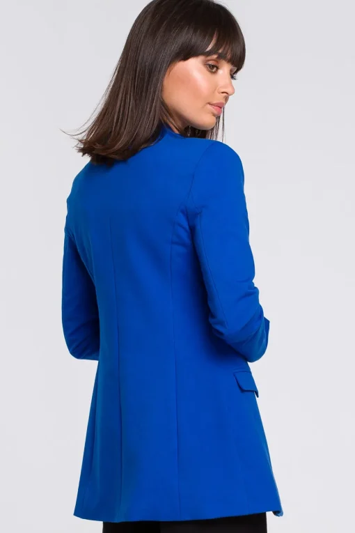 Żakiet dzianinowy plus size bez zapięcia - chabrowy