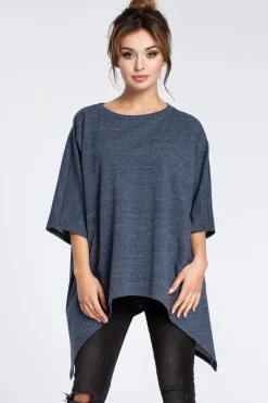 Asymetryczna bluza oversize - granatowa