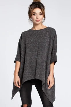 Asymetryczna bluza oversize - grafitowa