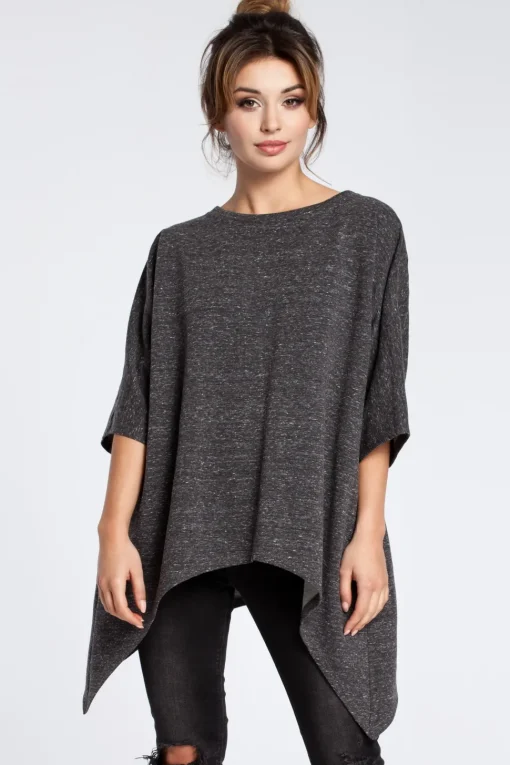 Asymetryczna bluza oversize - grafitowa