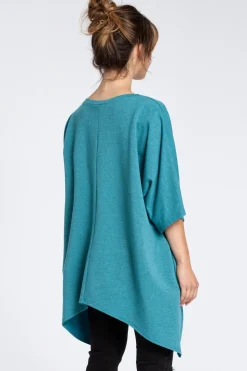 Asymetryczna bluza oversize - szmaragdowa