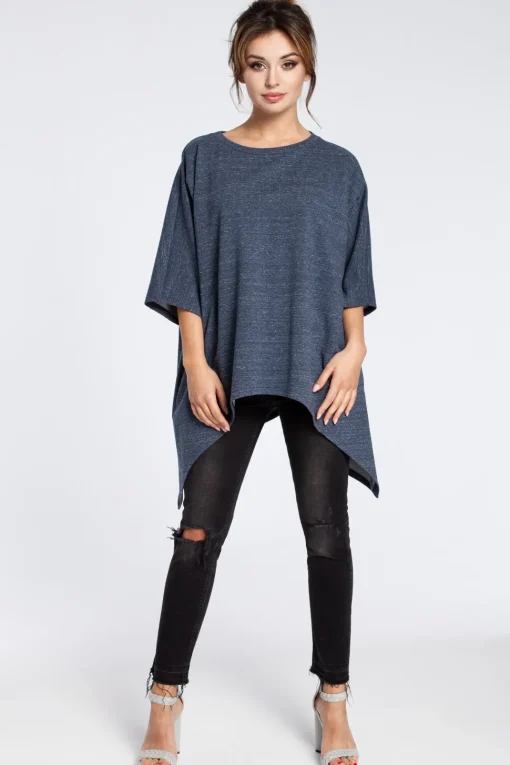 Asymetryczna bluza oversize - granatowa
