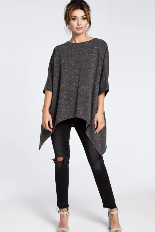 Asymetryczna bluza oversize - grafitowa