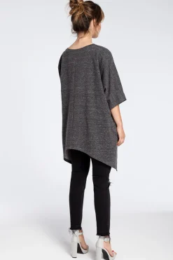 Asymetryczna bluza oversize - grafitowa