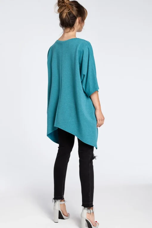 Asymetryczna bluza oversize - szmaragdowa
