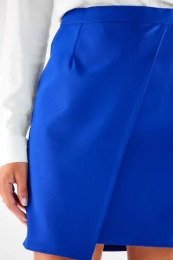 Asymetryczna spódniczka mini - niebieska