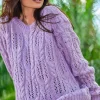 Ażurowy sweter oversize - fioletowy