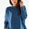 Bawełniana bluza o luźnym kroju - niebieska