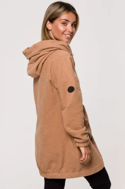 Bluza - tunika z kołnierzem i kapturem - cynamonowa