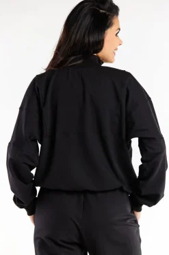 Bluza damska dresowa ze stójką - czarna