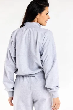 Bluza damska dresowa ze stójką - szara