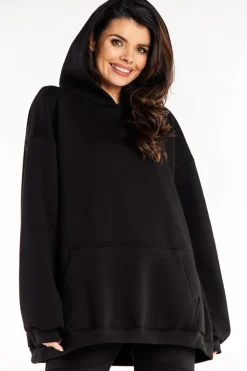 Bluza damska oversize z kapturem - czarna