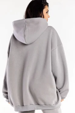 Bluza damska oversize z kapturem - szara
