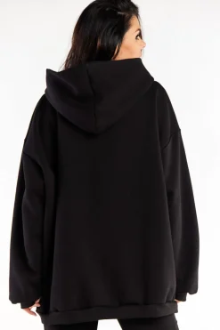 Bluza damska oversize z kapturem - czarna