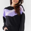 Bluza damska z kapturem - czarno-fioletowa