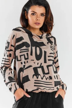 Bluza damska z kapturem - beżowa