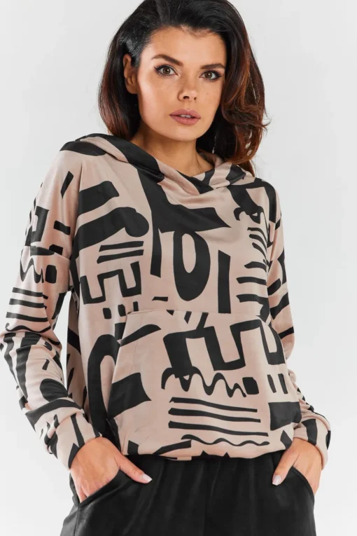 Bluza damska z kapturem - beżowa