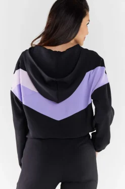 Bluza damska z kapturem - czarno-fioletowa