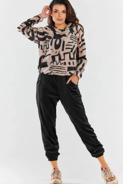 Bluza damska z kapturem - beżowa
