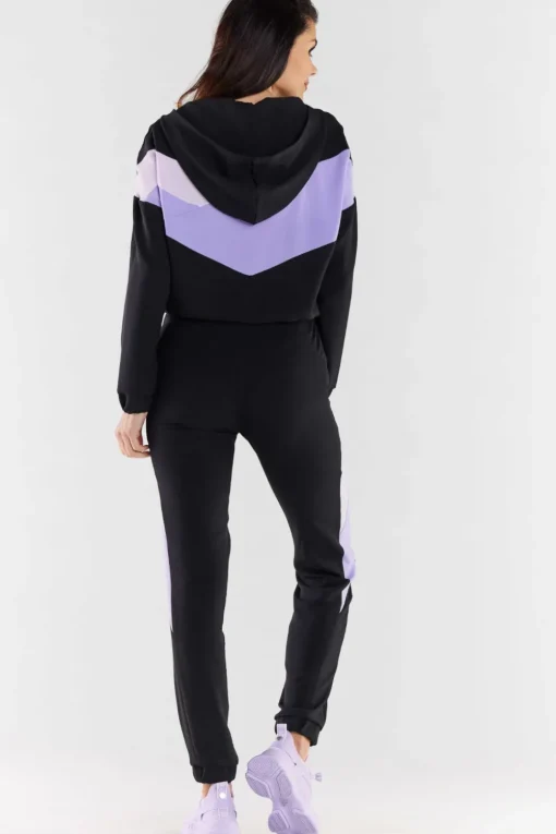Bluza damska z kapturem - czarno-fioletowa