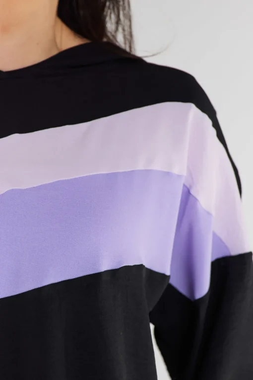 Bluza damska z kapturem - czarno-fioletowa