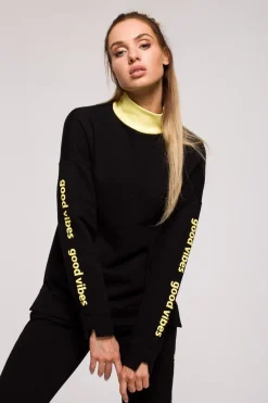 Bluza damska z logo good vibes - czarna
