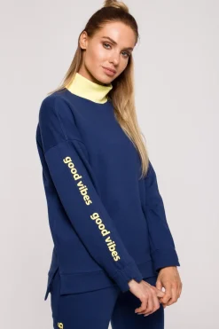 Bluza damska z logo good vibes - atramentowa
