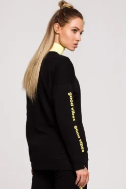 Bluza damska z logo good vibes - czarna