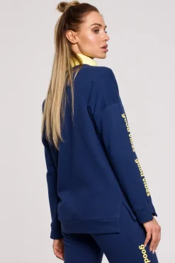 Bluza damska z logo good vibes - atramentowa