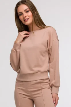 Bluza damska z otwartymi plecami - mocca