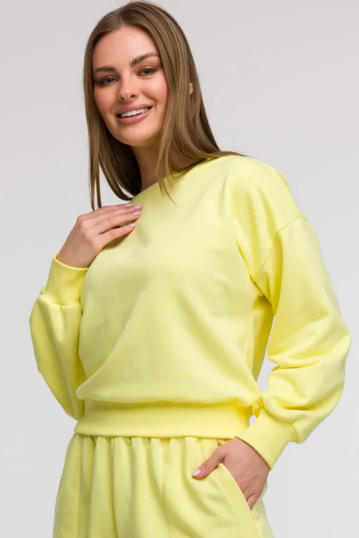 Bluza damska z otwartymi plecami - cytrynowa