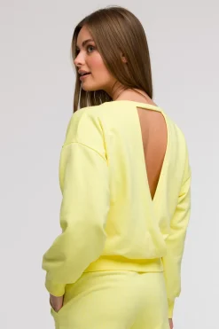 Bluza damska z otwartymi plecami - cytrynowa