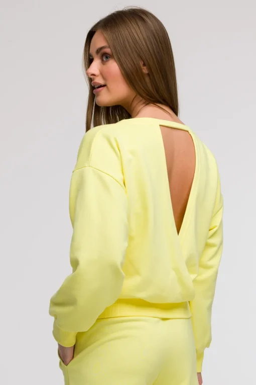 Bluza damska z otwartymi plecami - cytrynowa