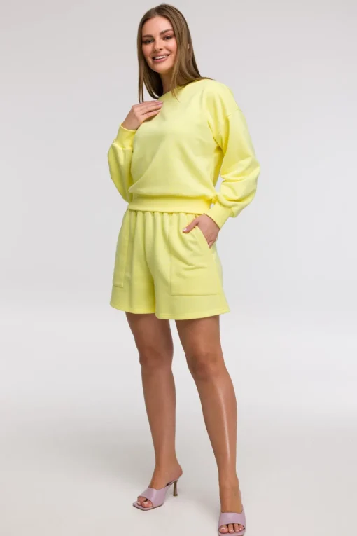 Bluza damska z otwartymi plecami - cytrynowa