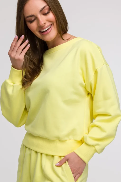 Bluza damska z otwartymi plecami - cytrynowa