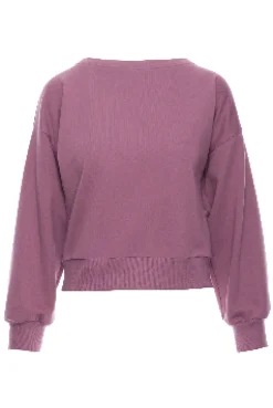 Bluza damska z otwartymi plecami - wrzosowa