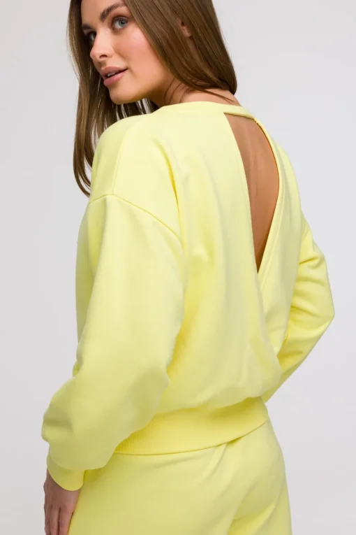Bluza damska z otwartymi plecami - cytrynowa