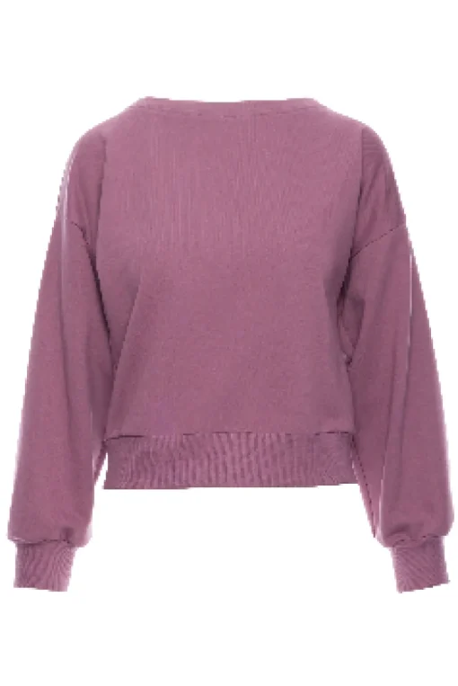 Bluza damska z otwartymi plecami - wrzosowa