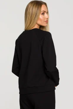 Bluza dresowa z haftem - czarna