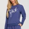 Bluza dresowa z haftem - indygo