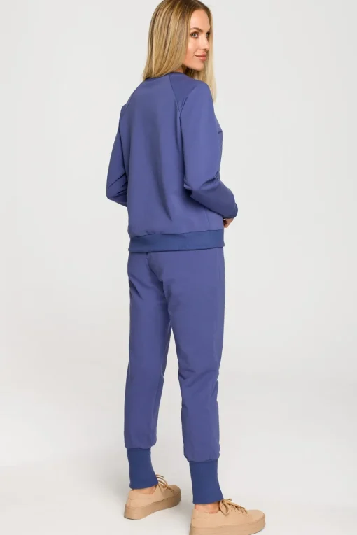 Bluza dresowa z haftem - indygo