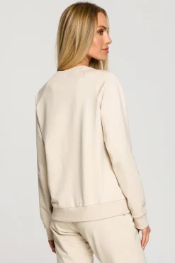 Bluza dresowa z haftem - piaskowa
