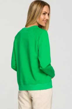 Bluza dresowa z haftem - soczysto zielona