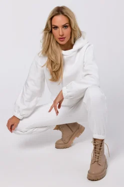 Bluza dresowa z kapturem - ecru